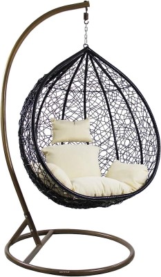 Universal furniture Outdoor Indoor Hanging Swing Chair with Stand Include Soft Fluffy,Hammock Chair Iron Hammock(Black, White, Pre-assembled)