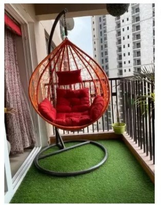 SKP Indoor Outdoor Single Seater Swing Chair with Stand&Cushion&Hook HomeImprovement Steel Hammock(Red, Pack of 4, DIY(Do-It-Yourself))
