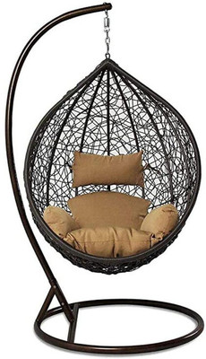Trade Craft Single Seater Swing Chair with Stand and Cushion for Balcony Garden Living Room Iron Hammock(Beige, Pack of 3, DIY(Do-It-Yourself))