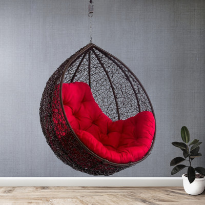 Furniture kart Luxury Hammock Chair without Stand for Adults Balcony Steel Large Swing(Black, Red, Pack of 3, Pre-assembled)