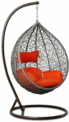 SKP Single Seater |Swing Chair with Stand & Cushion & Hook Outdoor Home Improvement Iron Hammock(Black, Pack of 4, DIY(Do-It-Yourself))