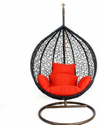 SKP Swing Chair with Stand & Cushion & Hook Balcony/Garden/Patio/House Improvement Iron Hammock(Black, Red, Pack of 3, DIY(Do-It-Yourself))