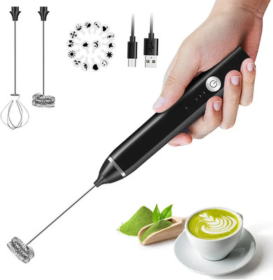 ShoppoStreet 50 W Black USB Milk Frother Rechargeable Handheld 3-Speed Adjustable with Egg Mixer Electric Whisk(USB Milk Frother Rechargeable Handheld 3-Speed Adjustable with Egg Mixer)