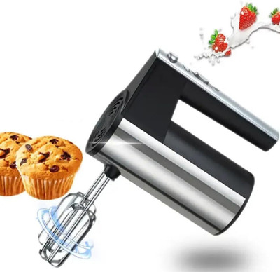 GaxQuly 500 W Silver, Black Electric Whisk, Hand Blender(500W Hand Mixer Blender 5 Speed Egg Beater Dough Cream Cake Maker Electric Whisk)