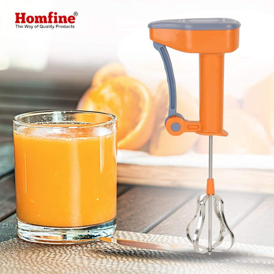 homfine 50 W Power Free Hand Blender Mixer Whisk Egg Lassi Shake Cream Beater (Mixcolor, 1U) Hand Blender(Power Free Hand Blender Manual Whisker and Churner for Multi Purpose use)