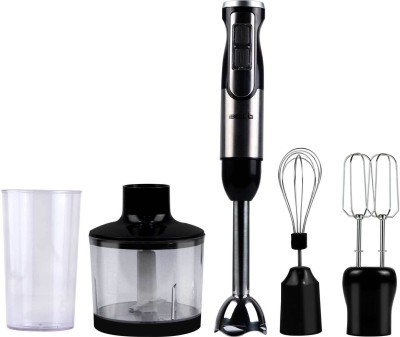 iBELL 1000 W Black, Steel Hand Blender(1000W 5 in 1 Hand Mixer with Whisker, Beater, Blender & Vegetable Chopper/Cutter. Electric Cream Maker with 8 Speed Turbo Motor, 600ml Container (Black))