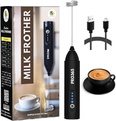 PRO365 50 W Black Hand Blender(USB Electric Frother with 3 Mixing Modes for Coffee - Handheld Whisk Beater)