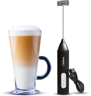 EMBox 800 W Black Hand Blender(Milk Frother Handheld USB Rechargeable Electric Coffee Beater)