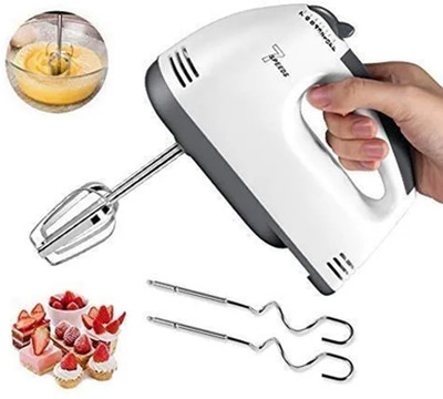 Point Zero 180 W Black, White Hand Blender(Scarlett Hand Mixer - 7 Speed Egg Beater with Chrome Beater + Dough Hook)