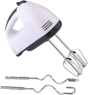 Point Zero 180 W Black, White Hand Blender(New Scarlett Hand Mixer - 7 Speed Egg Beater with Chrome Beater + Dough Hook)