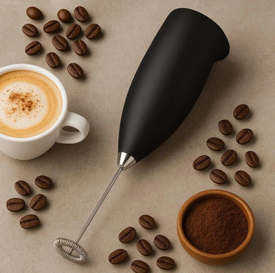 FAXSTORE 12666 W Black Hand Blender(Mini Coffee Milk Egg Beater Electric Foam Hand Blender)