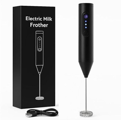 TRICHKSHU 50 W Black Hand Blender(Rechargeable Milk Frother for Coffee - 3-Speed Electric Coffee Frother)