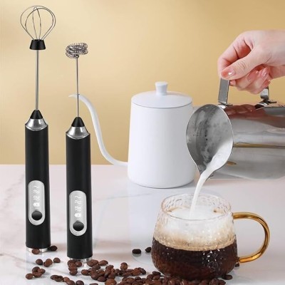 crewla 50 W Black Electric Whisk(Milk Frother - 3-Speed Electric Foam Maker for Coffee with 2 Whisks)