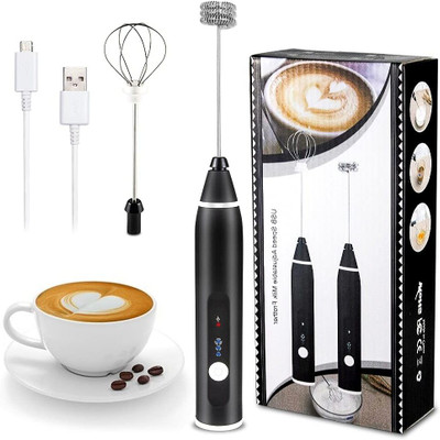 OVERSEAS 50 W Black Hand Blender(Electric Coffee Whisker & Frother With 3-Speed Adjustable | USB Rechargeable)