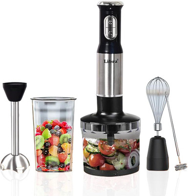 LIBRA 1200 W Stainless Steel and Black Hand Blender(1200 Watts Electric Hand Blender for kitchen |Multipurpose Hand Blender)