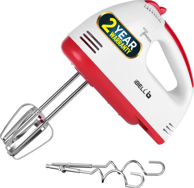 iBELL 280 W White Hand Blender(WHISK280 Hand Mixer, 7 Speed Control Plus Turbo, Beater for Cakes, Dough Hooks)