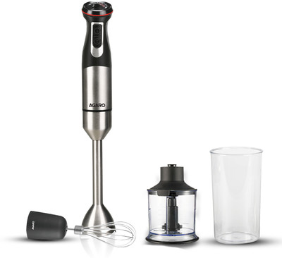 AGARO 1000 W Silver Hand Blender, Chopper(Grand Hand Blender With Chopper, Jar & Whisker, 2 Variable Speed Modes)