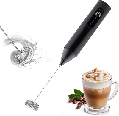 VIFERA 50 W Black Hand Blender(Rechargeable Milk Frother for Coffee - 3-Speed Electric Coffee Frother)