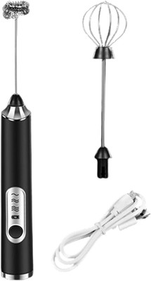 Shopeleven 200 W Black Hand Blender(Rechargeable 3-Speed Electric Frother for Coffee with Whisk and Milk Frother)