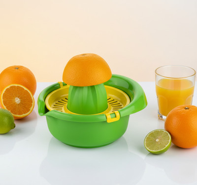 KUBAVA Plastic Heavy Duty Hand Press Manual Fruit juicer Orange Squeezer Bowl for Citrus fruit Hand Juicer(Multicolor)