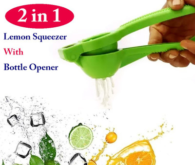 Emilie Plastic HeavyDuty Plastic 2 In 1 Lemon Squeezer & Bottle Opener,Lime Citrus FruitJuicer, Hand Juicer(Multicolor)