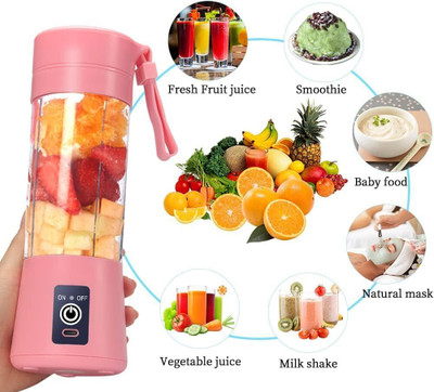 Blitzbot Fruit Juicer Machine,USB Rechargeable 450 W Juicer Mixer Grinder(Portable 6-Blade Electric JuicerBlender with built-in Jar Juicer Mixer Bottle | 1 Jar | Multicolor)