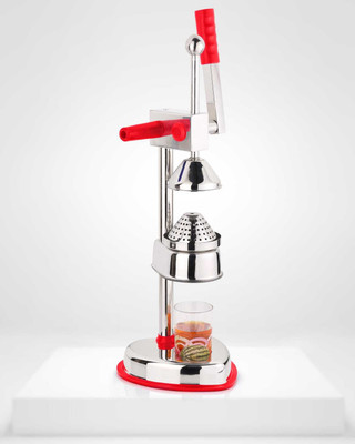 Finner Steel Hand Press Juicer with Serving Cup Manual Instant Citrus Cold Pressed Squeezer Hand Juicer(Red)