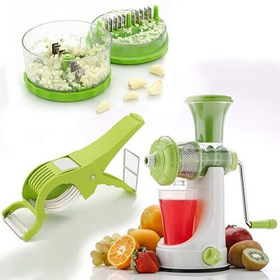 Ethra Mart Plastic Fruit juicer, Veg Cutter 2 in 1, Multi Crusher Combo Hand Juicer(Green, White)