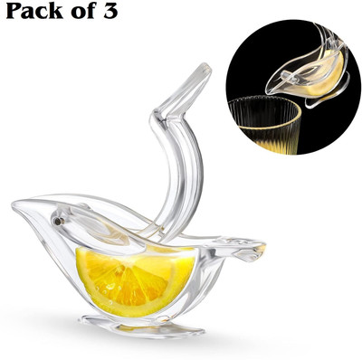 LOVHIDE Plastic Lemon Juicer Acrylic | Manual Juice | Lime Squeezer Bird Shape (Pack of 3) Hand Juicer(Clear)