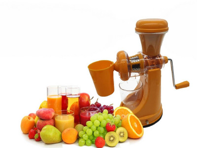 Lariox Plastic Fruit And Vegetable Mixer Juicer And Manual Hand Press Stainless Steel Handle Juicer Hand Juicer(Orange)