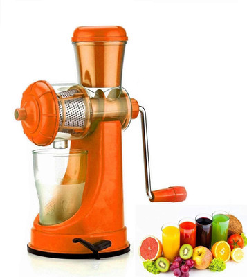 Zubix Plastic Fruit and Vegetable Juicer with Steel Handle, Fruit juicer Hand Juicer(Orange)