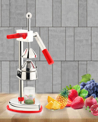 Finner Steel Hand Press Juicer with Serving Cup Manual Instant Citrus Cold Pressed Squeezer Hand Juicer(Red)