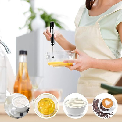 crewla 50 W Black Electric Whisk(House Rechargeable Milk Frother with Stand, Handheld Electric Foam Maker)