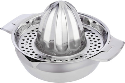 EVK Steel Stainles Juicer machine with Easy Pour Spout Juicer maker Hand Squeezer Rotation Hand Juicer(Steel, Silver)