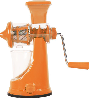 Saule Plastic Plastic Manual/Hand Fruit Juicer with Steel Handle with Vacuum Locking System Hand Juicer(Orange)