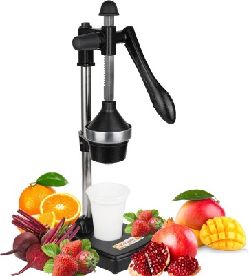 Zureni Aluminium Aluminium Hand Press Juicer with Serving Cup Manual Squeezer for Fruits Hand Juicer(Black, Silver)