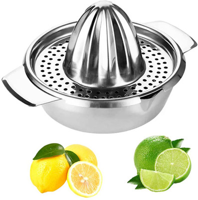 AT Mark Steel Stainless Steel Citrus Orange Juicer Lemon Lime Fruit Hand Squeezer Kitchen Tool Hand Juicer(Silver)