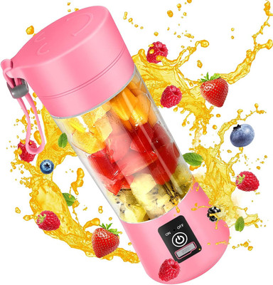 Sarchase Mini Fruit Mixer Machine Personal Blender Mixer for Home Office and Outdoor 200 W Juicer(Portable Electric Juicer Grinder Cup 380ML USB Rechargeable 6 Blades Hand juicer | 1 Jar | Pink)