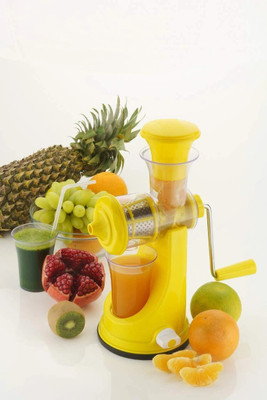 Zubix Plastic, Steel Juicer Mixer Machine and Waste Collector in Vacuum Locking System Hand Juicer(Yellow)