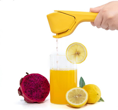 Kshavi Plastic Squeezer, Manual Leverage Effortless Hand Juicer, Easy Squeeze Fold Flat Lemon Hand Juicer(Yellow)
