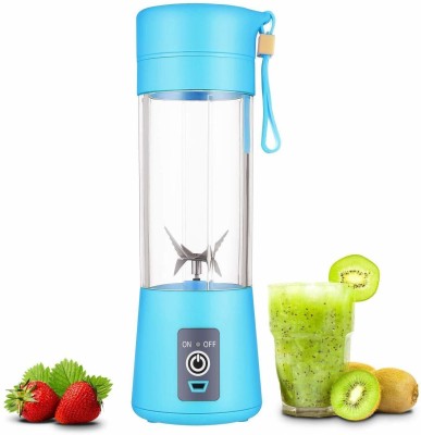 Amraz Plastic, Steel 6 Blades Portable Fruit Juicer Blender Electric Vegetables Fruit Mixer For Home Easy to Use USB Hand Juicer(Blue)