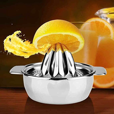 AppEasy Steel Lemon Squeezer, Juicer with Bowl Container for Oranges Lemons Juice in Kitchen Hand Juicer(Steel)