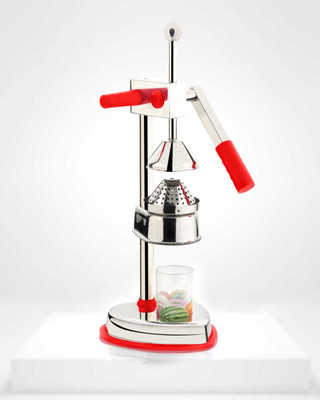 Finner Steel Hand Press Juicer with Serving Cup Manual Instant Citrus Cold Pressed Squeezer Hand Juicer(Red)
