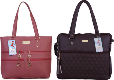 MSK Collection Women Brown, Pink Messenger Bag(Pack of: 2)