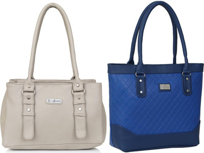 Lazzaroo Women Beige, Blue Shoulder Bag(Pack of: 2)