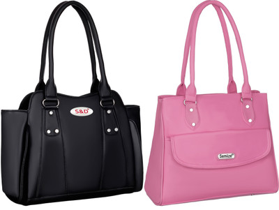 semiize Women Pink, Black Shoulder Bag(Pack of: 2)