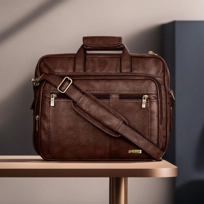 LOREM BG61 Brown Color Big Expandable Laptop Shoulder+Briefcase Bag for Office Waterproof Messenger Bag(Maroon, 28 L)