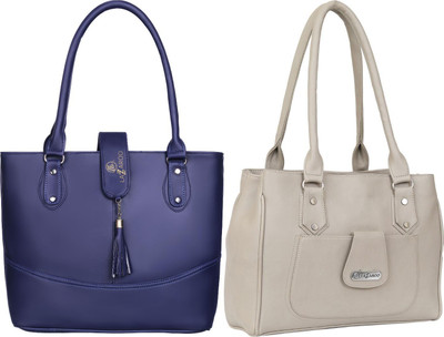 Lazzaroo Women Blue, White Shoulder Bag(Pack of: 2)
