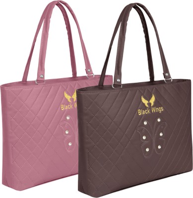 Black Wings Women Pink, Brown Shoulder Bag(Pack of: 2)