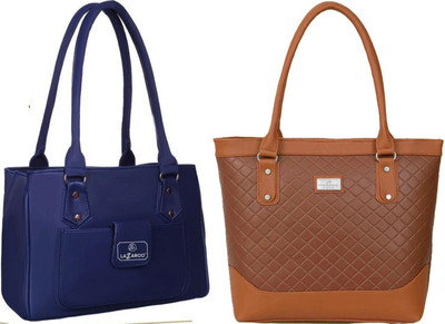 Lazzaroo Women Blue, Tan Shoulder Bag(Pack of: 2)